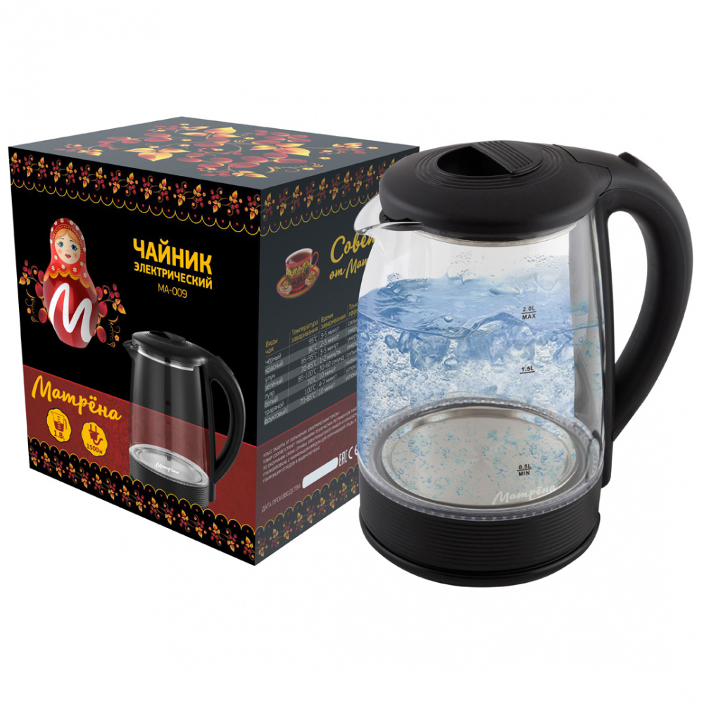 Чайник электрический Матрёна MA-009 2 л 1500 Вт черный 213800₽