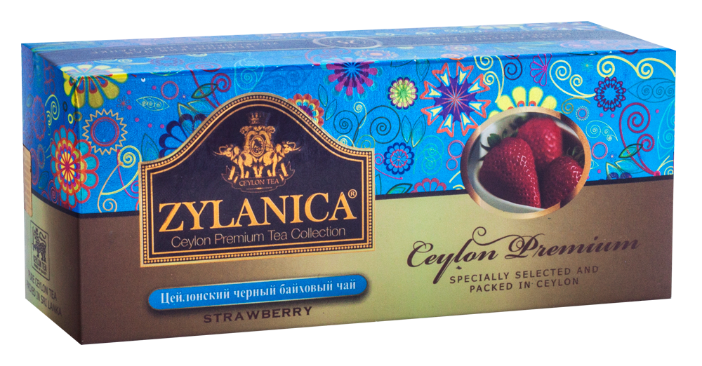 Чай Zylanica Ceylon Premium, чёрный байховый с клубникой, 25 пакетиков