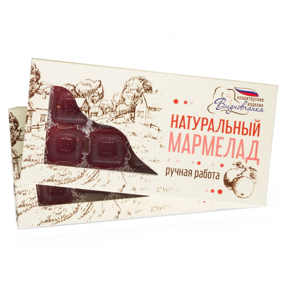 

Мармелад ручной работы, натуральный, фруктовый, 400 г, ТМ "Видновчанка"