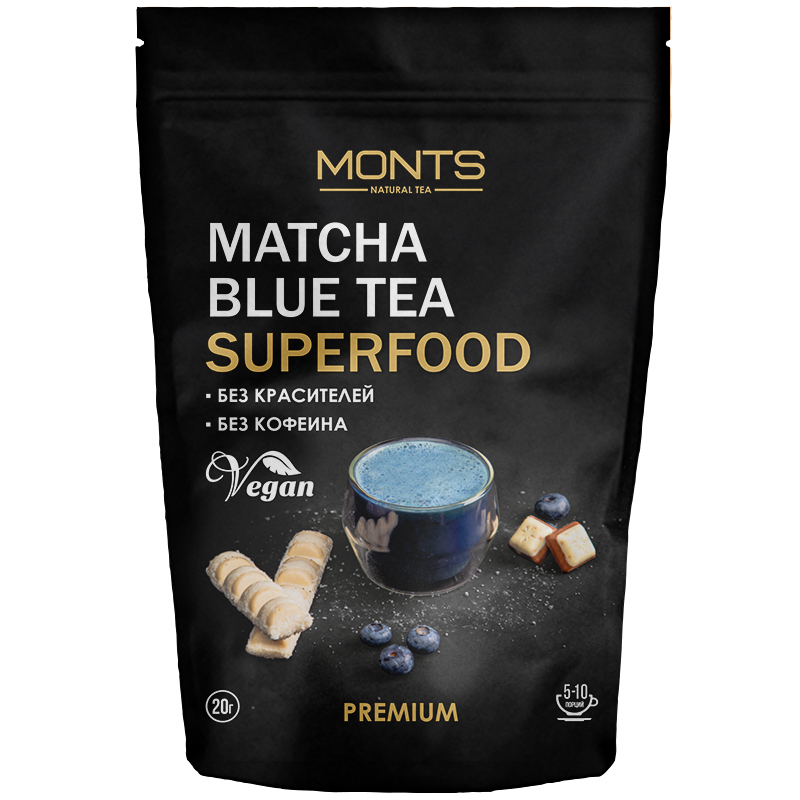 

Чай синий анчан JustMont "Matcha Blue Tea", порошковый, 20 г