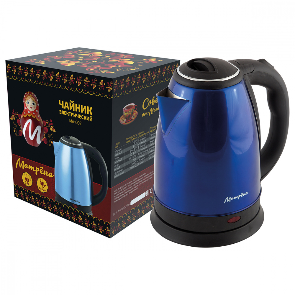 Чайник электрический Матрёна MA-002 18 л 1500 Вт синий арт 006745 113400₽