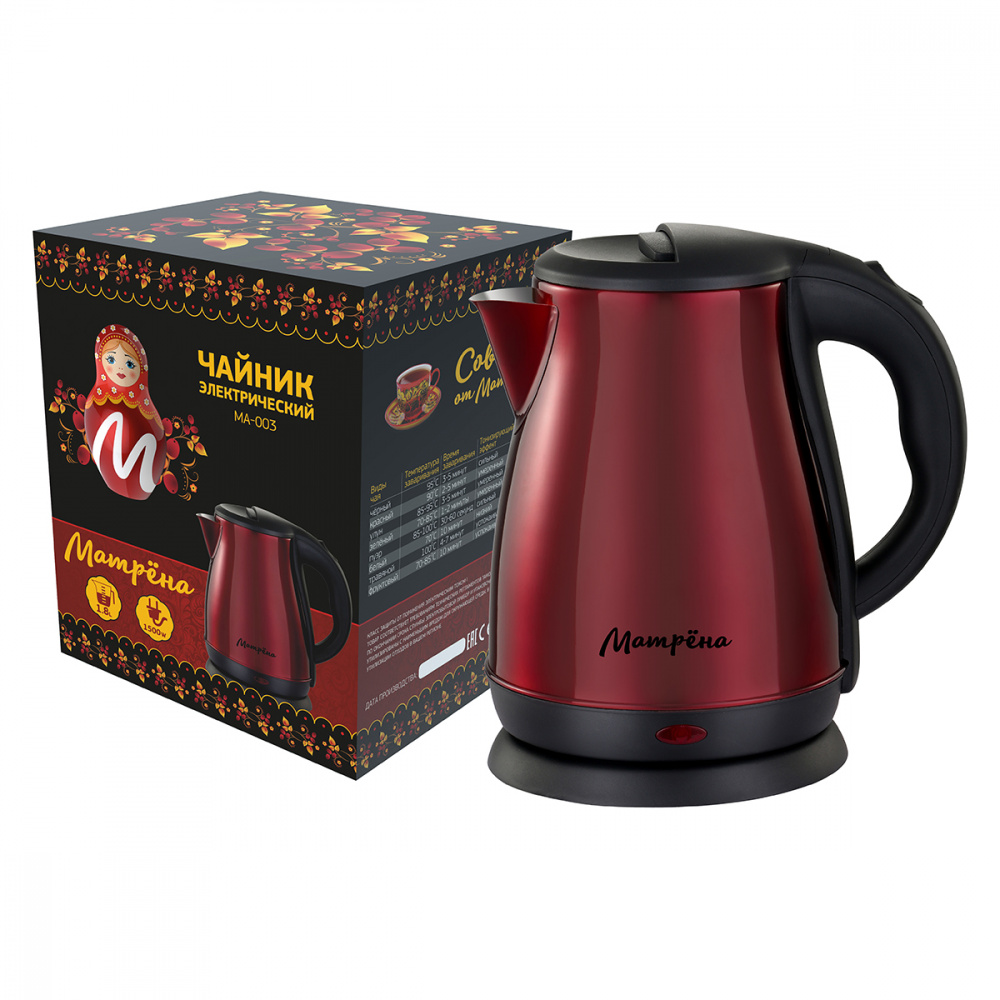 Чайник электрический Матрёна MA-003 18 л 1500 Вт бордовый 133500₽