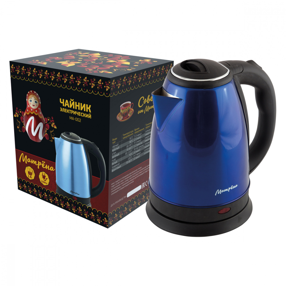 Чайник электрический Матрёна MA-002 18 л 1500 Вт синий арт 005406 129100₽