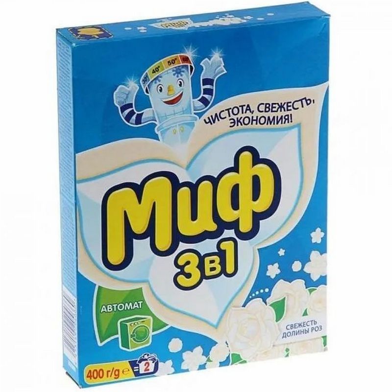 

Стиральный порошок Миф "Автомат | 3 в 1 | Свежесть долины роз", 400 г