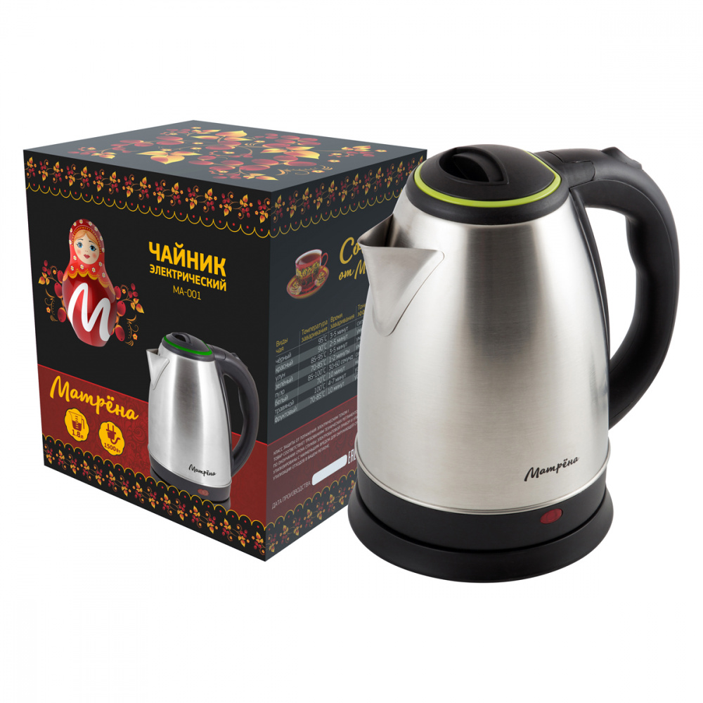 Чайник электрический Матрёна MA-001 18 л 1500 Вт зеленая крышка 105000₽