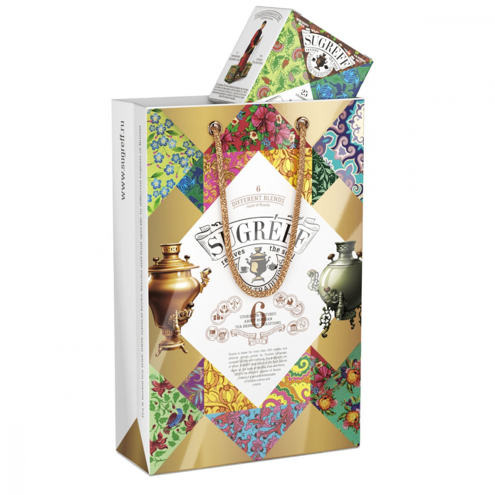 Подарочный набор чая Сугревъ в пакете, 6 видов по 25 г